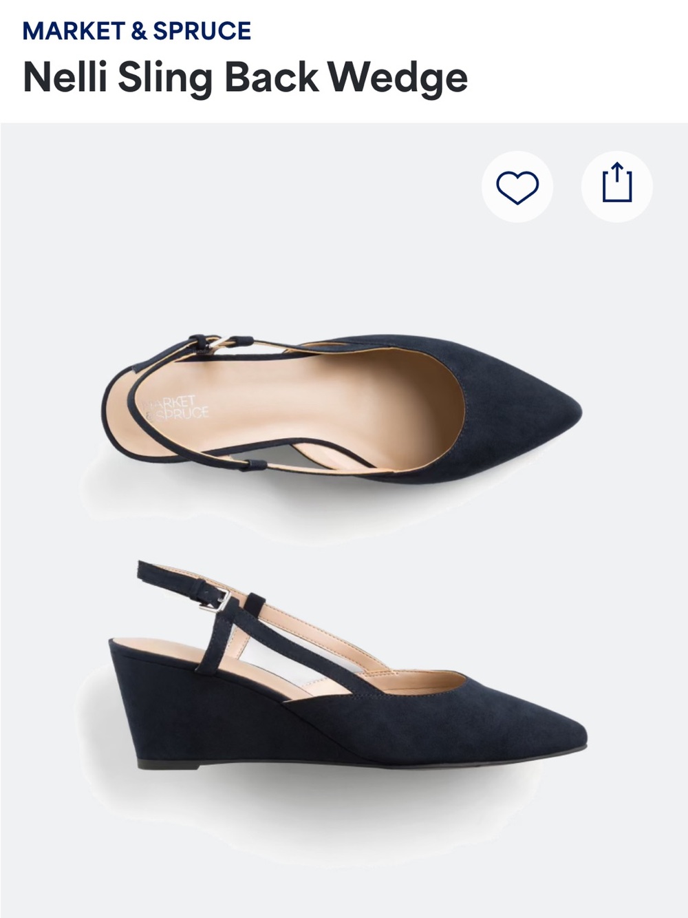 Market & Spruce Navy Pointed Slingback Flats-Size 7.5